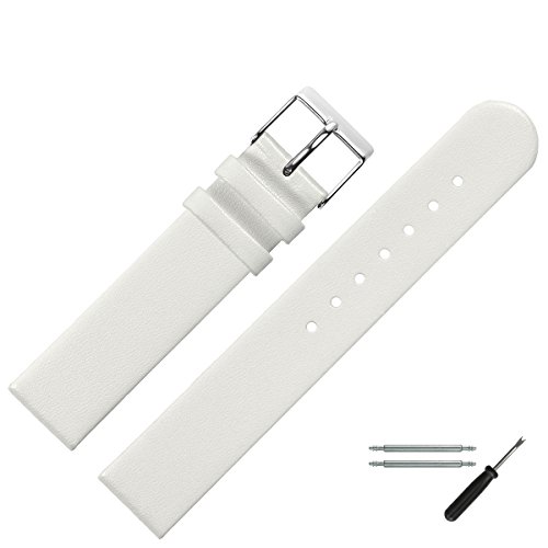 Uhrenarmband 18mm Leder weiss glatt - inkl. Federstege & Werkzeug - Ersatzband für Uhren - Uhrband mit Schlaufe - Marburger Uhrenarmbänder seit 1945 - weiss / silber Uhrenarmband 18mm Leder weiss glatt - inkl. Federstege & Werkzeug - Ersatzband für Uhren - Uhrband mit Schlaufe - Marburger Uhrenarmbänder seit 1945 - weiss / silber