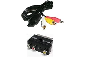 HAIFISCHTECH AV TV Fernsehkabel + Scart Adapter für Super Nintendo SNES Konsole 3 Chinch Audio Video Scart Kabel für Super NES / N64 Nintendo 64 und GC Game Cube Konsolen Bildkabel Tonkabel