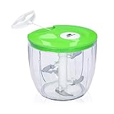 BESONDERHEITEN - Multizerkleinerer Spickzettel, Klingeneinsatz mit 5 scharfen Edelstahlklingen, Quirleinsatz zum quirlen von Sahne und Eier, Attraktive Verpackung