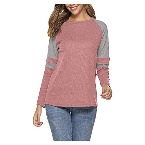 LRWEY T-Shirt à Manches Longues décontracté pour Femmes Épaule à Coutures de Couleur Couleur Unie Sweat Shirts Hauts Blouse Tops