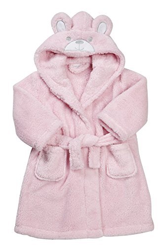Mädchen Teddybär Gesicht Fleece Mit Kapuze Bademantel mit Ohren größen von 2 bis 6 Jahre