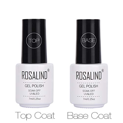 ROSALIND 2PCS top coat base coat Esmalte de Semi-permanente Uñas Gel Laca Soak Off UV LED Manicura Arte 7ML
