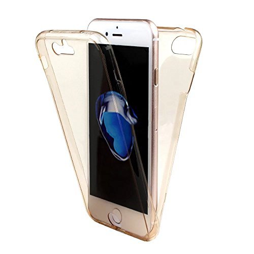 Vandot para iPhone 7 Plus  iPhone 8Plus Ultra Thin Smart Cover 360    Grados Carcasa Delantera y Trasera Cristal Full Body Funda Protectora de TPU Dos Piezas Transparente Cubierta de la Caja del parachoques para iPhone 7 Plus   iPhone 8 Plus 5 5  2017 Smartphone  Oro Dorado en Cuerpo Completo Protecci  n