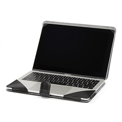 Se7enline® (2 in 1) Macbook 13 Zoll PU Leder Schutzhülle mit Glatt Weich Berühren PU Leder Sleeve Tasche Hülle für 2016+ Macbook 13 Zoll Neu-Pro mit/ohne Mutil-Touch Bar Modell A1706/A1708 + Klar TPU DE Design (QWERTZ) Tastatur Schutzhülle – Schwarz/Black - 5
