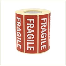 Etichette Fragile 500 Pezzi - 7.6x5.1 Cm, Rosse, Autoadesive, Per Pacchi E Traslochi