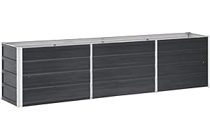 vidaXL Lit Surélevé Pot de Fleurs Bac à Plante Pot de Plante Bac de Fleurs Jardinière Jardin Extérieur Acier Galvanisé 240x40x45 cm Anthracite