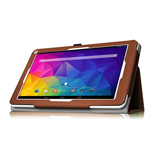 Fintie Odys Ieos Quad white Edition X610092 / Ieos Quad Pro Office Edition (10,1 Zoll) Tablet-PC Hülle – Slim Fit Folio Kunstleder Schutzhülle Cover Tasche mit Ständerfunktion und Stylus-Halterung, Braun - 7