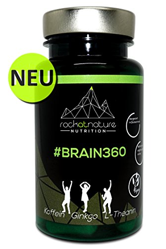 Preisvergleich Produktbild #BRAIN360 – Natürlicher Booster für Energie, Konzentration, Motivation – 60 vegane Kapseln / Konzentrationsbooster / Power durch Koffein, Ginseng, Ginkgo, Vitamin B Komplex / Made in Germany