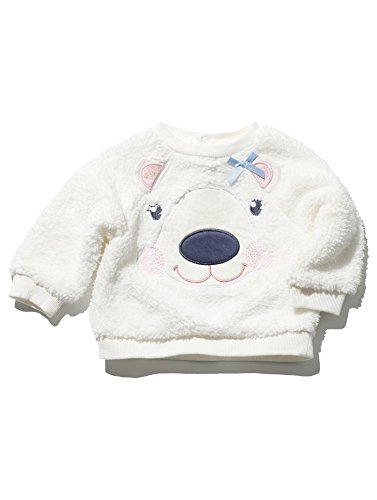 M&Co Baby Girls Long Sleeve Soft Fleece Cute Polar Bear Face Detail Winter Jumper Cream 3/6 Mnths