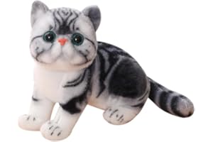 MASIF Gatto Giocattoli Di Peluche, Realistico Gatto Animali Di Peluche, Realistico Gatto Peluche Per Bambini, Giocattoli Di Animali Di Peluche Carino, Adatto Per Decorare Il Soggiorno e La Camera -26cm