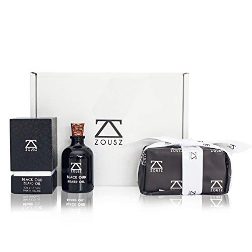 ZOUSZ Beard Oil | Aceite Barba Para Hombres Envuelto Para Regalo | Aceite Para Barba Perfumado Black Oud | Hidrata Y Acondiciona La Barba | Lujoso, Premium E Indulgente | Regalo para Hombre 50mL