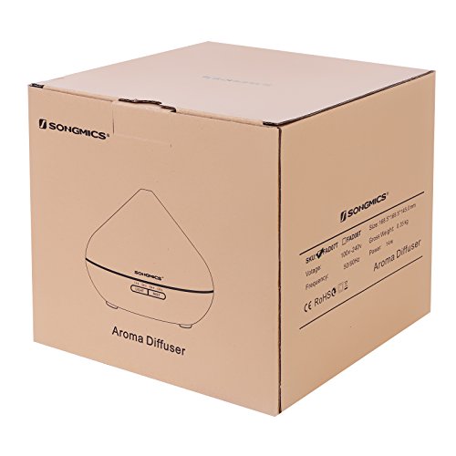 Songmics Aroma Diffuser Luftbefeuchter Aromatherapie Duftlampe Ultraschall 300 ml mit LED 7 Farben Abschaltautomatik Farbewechsel leiser Betrieb für Yoga Spa Salon Schlafzimmer Wohnzimmer Babies Kinderzimmer Büro etc. weiß FAD07T - 9
