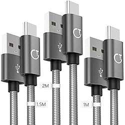 Gritin Cable USB C, 3-Pack [1M + 1.5M + 2M] Cable USB Tipo C Sincronización para Samsung Galaxy S10/S9, Note 8, Nintendo Switch, Sony Xperia XZ, Google Pixel, HTC 10/U11, OnePlus 5T, Huawei P9