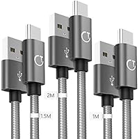 Gritin Cavo USB C [3 Pezzi: 1m, 1.5m, 2m] Nylon Intrecciato Cavo USB Tipo C per Samsung Galaxy S9/S8+, Note 8, Nintendo Switch, Sony Xperia XZ, HTC 10/U11, OnePlus 5T, Huawei P9 e pi (Grigio)