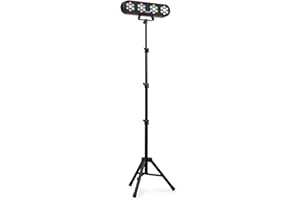 Fuzzix ALLSTAR1 Party Light PAR LED sur Trépied - Pied Ajustable jusqu'à 165cm, 4 Projecteurs PAR, 28 LEDs RGB, Effet Wash, Mode Automatique ou Détection du Son, Idéal pour Animer vos Soirées