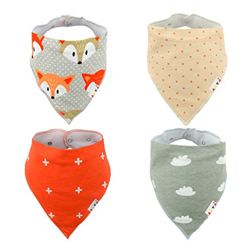 Alva Stylish Baby Bandana Bibs for Boys and Girls 4 Pack of Super Absorbent Baby Gift Sets SK08-EU