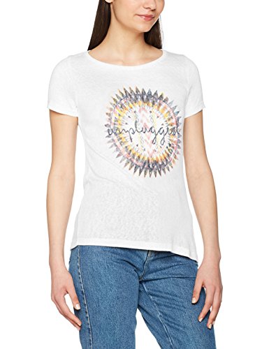 Only Onlpiper S/s Unplugged/Life Top Box ESS Camiseta, Blanco (Cloud Dancer Print:Unplugged), 40 (Talla del Fabricante: Large) para Mujer