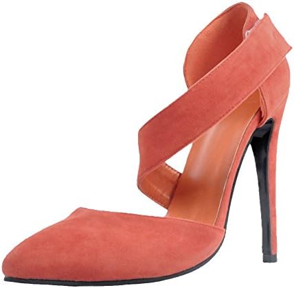 Kolnoo Womens Handmade Mary Janes D'osay Style Loop Closure Party Office High Heel Court Shoes XD367 Orange EU44
