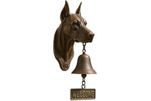 DZAICRKWD German Shepherd Welcome Bell, Doberman Welcome Doorbell, Various Dog Welcome Doorbell, Retro Wall-Mounted Decorative Doorbell, Garden Courtyard Entrance Decoration (Doberman)