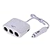 Produktbild Socket Adapter Splitter Verteiler Auto Zigarettenanzünder 3 Dual USB Charger Expansion unabhängigen Schalter für iPhone iPad, Samsung, GPS, Dashcam, Radar Detektor und mehr weiß