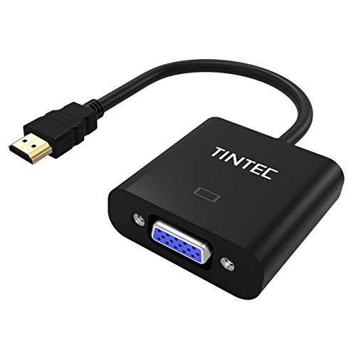 HDMI auf VGA, Tintec Vergoldete 1080P Aktiv HDMI zu VGA mit Audio Übertragung Adapter Konventer Kabel Cabel - Schwarz