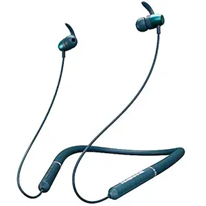 Ambrane BassBand Pro Wireless in Ear Bluetooth Neckband Earphones with Rich Bass, 4H Playtime in 20 mins Charge,Metallic Finish, IPX5 Waterproof, with Mic and Control Buttons (Teal Blue)