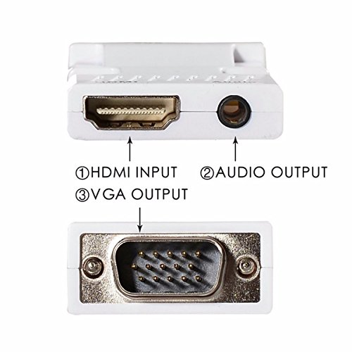 ONCHOICE( HDMI Buchse auf VGA Stecker ) 1080P HDMI zu VGA Konverter Adapter Box Audio Port VGA Verlängerungskabel Mini USB Energien Kabel 3,5 mm Audio Kabel Weiß - 7