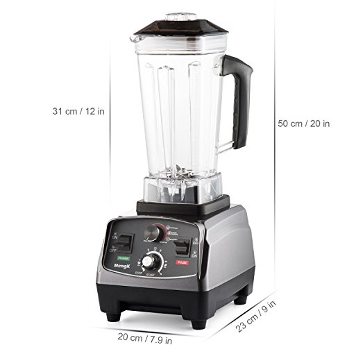 Standmixer MengK Profi Smoothie Maker Power Mixer Gewerbe / Küche Blender Ice Crusher mit 25.000 U/min, 1400W, BPA-FREI 2 Liter Ideal für Smoothies, Eiscreme, Rohkost und Milchshakes (6 Edelstahlmesser) - 8