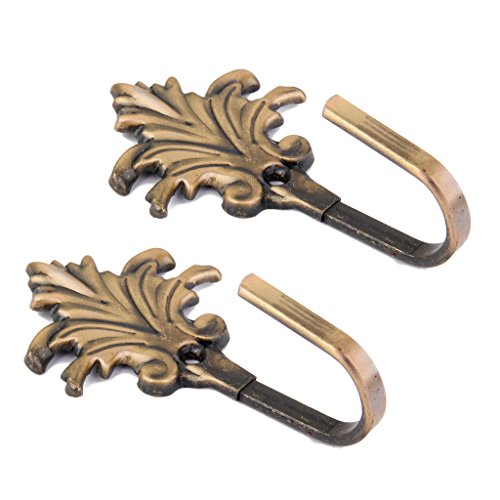 Generic 1 Paar Vintage Ahorn-Blätter Metall Raffhalter Quaste Haken Wandhaken für Gardinen Vorhang Wohnzimmer Deko - Bronze
