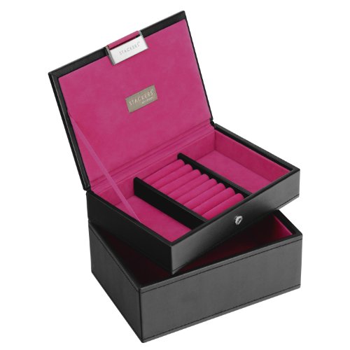 Preisvergleich Produktbild Stacker Schmuckschatulle, kleine Größe, stapelbar, 2er-Set Schwarz