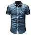 Produktbild Luckycat Herren Casual Slim Fit Knopf Shirt mit Tasche Kurzarm Bluse Mode 2018