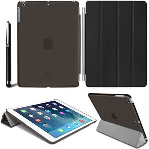 Mobile Junction ® SMART Case Apple iPad Air (5th Generation with Retina Display) Slim-Fit Folio Stand Case Magnetic Smart Cover + Back Case with Auto Sleep Wake Incl. Free Screen Protector &amp; Stylus (Black)
