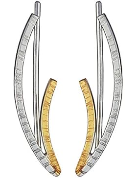 Minimalistisch zwei getönten paar Silber 925 handgemachte Ohr Stulpe Ohrringe mit perlen, ohrstift ohrringe, ohrklemme...