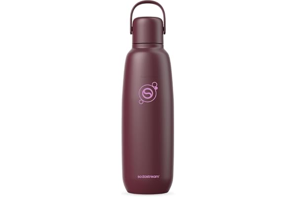Sodastream - Fizz & Go Stainless Steel0,9L Termoflaska, Pomegranate | Kompatibel med följande kolsyremaskiner: Enso, Art, Terra, E-Terra, Duo, E-Duo