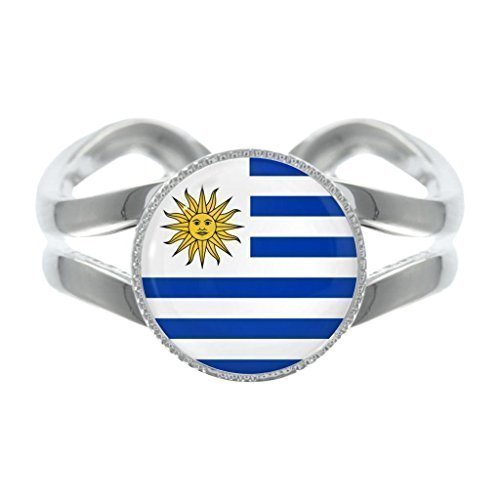 Preisvergleich Produktbild Uruguay Flagge Versilbert Verstellbarer Ring in Geschenkbox