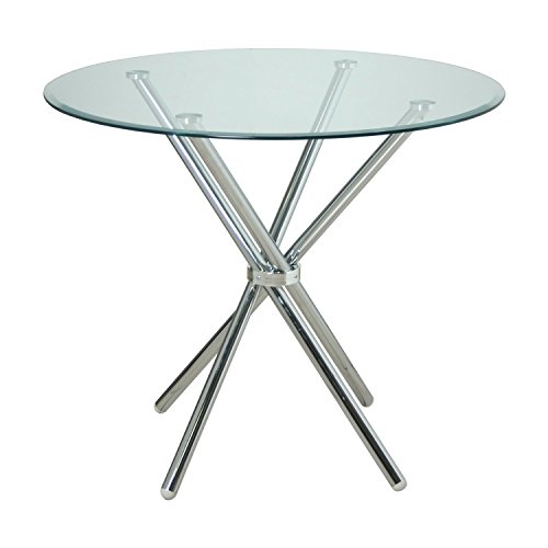 DONREGALOWEB Mesa Redonda de Cristal con Patas de Metal Cromado