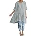 Produktbild OSYARD Damen Freizeit Plus Size Unregelmäßige Mode Loose O-Shape Tops Leinen Kurzarm Shirt Vintage Bluse Regulär Fit (EU 44/L, Z-GY)