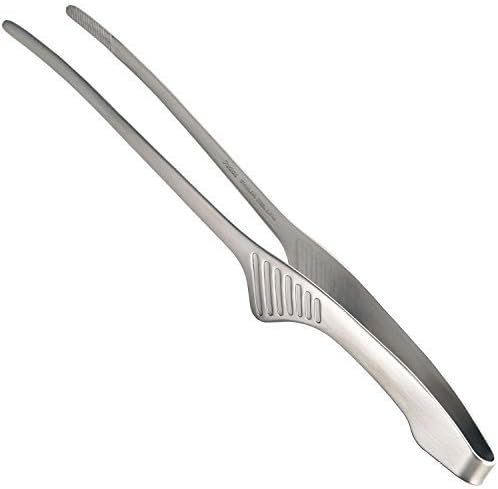 Nopea Kitchen Tweezers Grill Tong Cooking Tweezers Frying Tongs Stainless Steel Tweezers Reversible Tweezers for Safe Serving Spaghetti Sausage Salad Pastry Particles