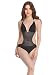 Clovia Women Black Polyamide Monokini Swimsuit With Jacquard Stripes RS.949.00