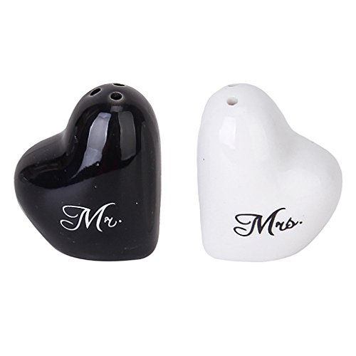 2Pcs Herr und Frau Keramik Hearz Salz Pfefferstreuer Dekor für Hochzeit Geschenk - 9