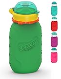 PARA CONSUMIDORES CONCIENTES: Squeasy Snacker bolsa exprimible es la mejor que actualmente puedes encontrar en el mercado, de veras de material apto para alimentos y BPA-libre. Flexible - los peques lo aman por su tacto blando y agradable. Adecuado para congelador.