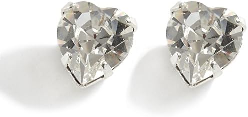 Clip On Earrings Heart Diamante Stud Earrings - Swarovski Crystal Earrings - Swarovski Heart Earrings - Silver Plated