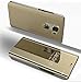 Produktbild Luxus Spiegel Hülle für Galaxy A8 2018, Girlyard PU Leder Flip Hülle mit Hart PC Bumper Ultra Slim Clear View Electroplate Plating Design Schutzhülle Standfunktion Magnetverschluss für Samsung Galaxy A8 2018/ A5 2018 - Gold