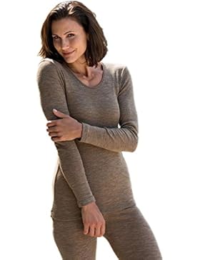 Damen Unterhemd langarm, Wolle Seide, 3 Farben, Gr. 34-48