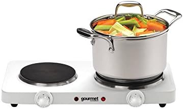 Sensiohome Portable Electric Double Hot Plate Hob – Table Top Hotplate Slow Cooker with 2 Hot Plates (1000W &amp; 1500W) – Stainless Steel Lightweight Compact Camping Cooker, Food Warmer, and Boiler with Fast Heat Up Time - 60 Day Money Back Guarantee