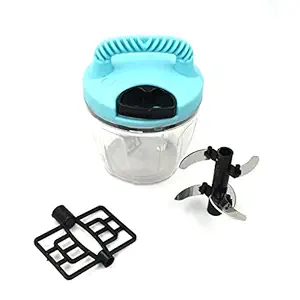 DeoDap Kitchen 2 in 1 Vegetable & Dry Fruit Quick & Efficient Square Handy Chopper - 750 ml (Multicolor)