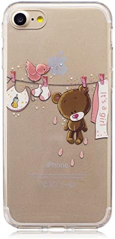 iPhone 7 Case, Wanxideng Soft Silicone Cover - Transparent Crystal Shell - Cute Bear