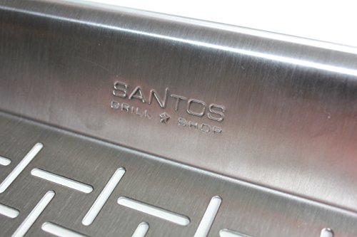 Santos Edelstahl Grillschale mit Griffen – ca, 44 x 30 x 3,5 cm – Grillpfanne, Grillkorb mit Perforierung als Grillzubehör, Gemüsekorb oder Servierschale für Gasgrill oder Holzkohlegrill - 5