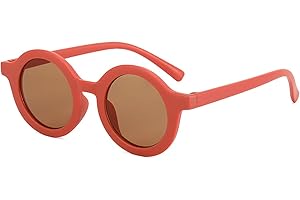 Aiweijia Kinder Sonnenbrille Retro Sonnenbrille Kinder Sonnenbrille UV-Schutz Kinder Brille Runde Kunststoffrahmen Sonnenbrille für Mädchen Jungen