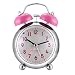 Produktbild Yadelai Doppelglocken Analoge Wecker,Kinder Wecker Retro Mute Silent Quartz Non Ticking Sweep Analog Morgen Nachttisch Wecker mit Nachtlicht für Kinderzimmer (Rosa)